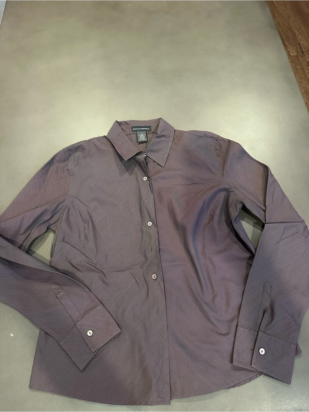 Banana Republic Women's Button-Up Blouse - Dark purplish grey  size medium
